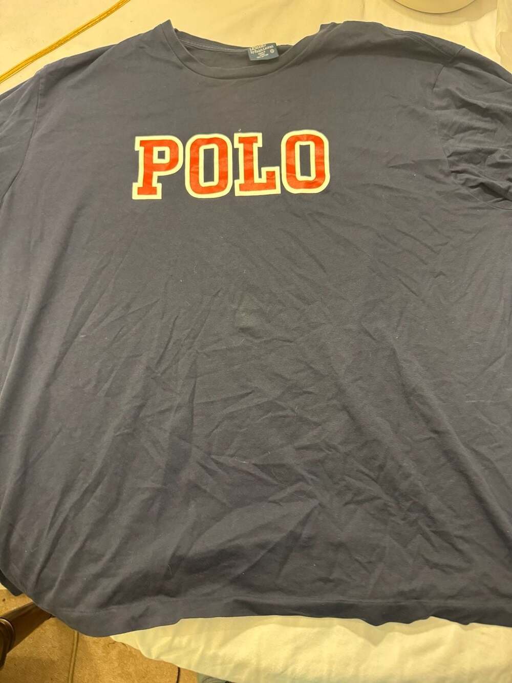 Polo Ralph Lauren Vintage Collegiate Block Spellout Navy T-Shirt - Picture 4 of 6
